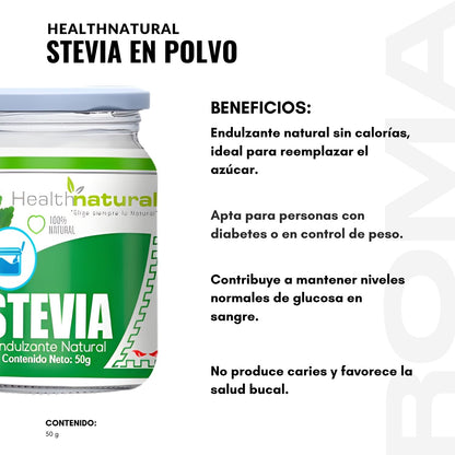 STEVIA EN POLVO 50G HEALTHNATURAL