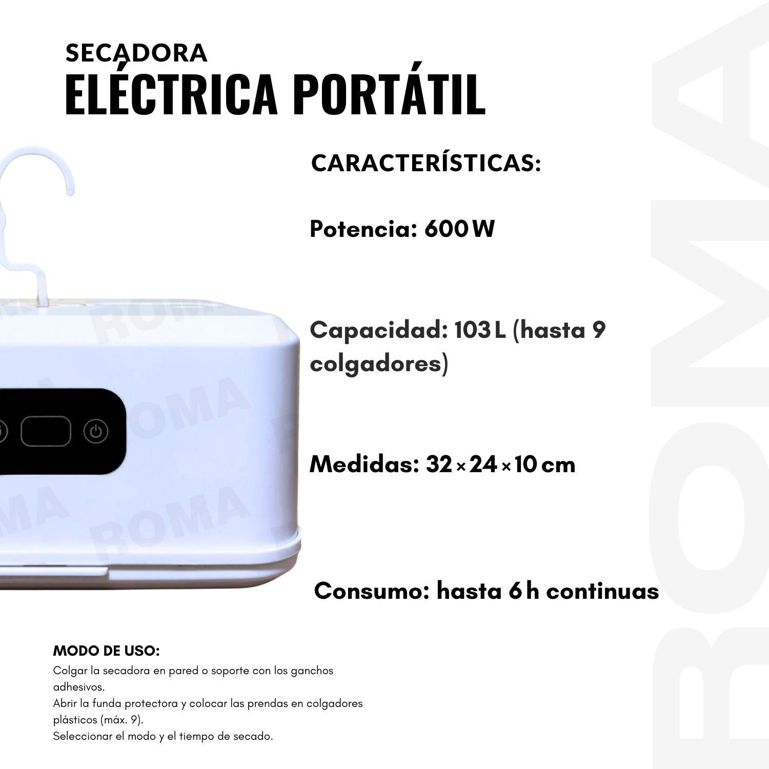 SECADORA ELÉCTRICA PORTÁTIL PLEGABLE