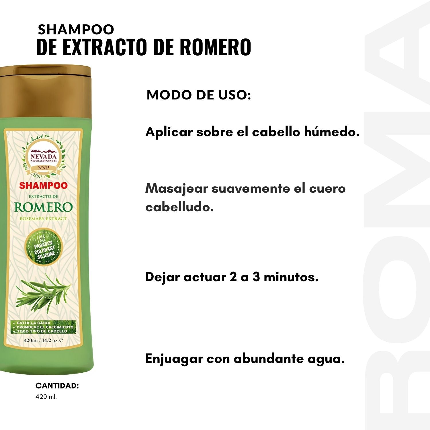 SHAMPOO DE EXTRACTO DE ROMERO 420ML