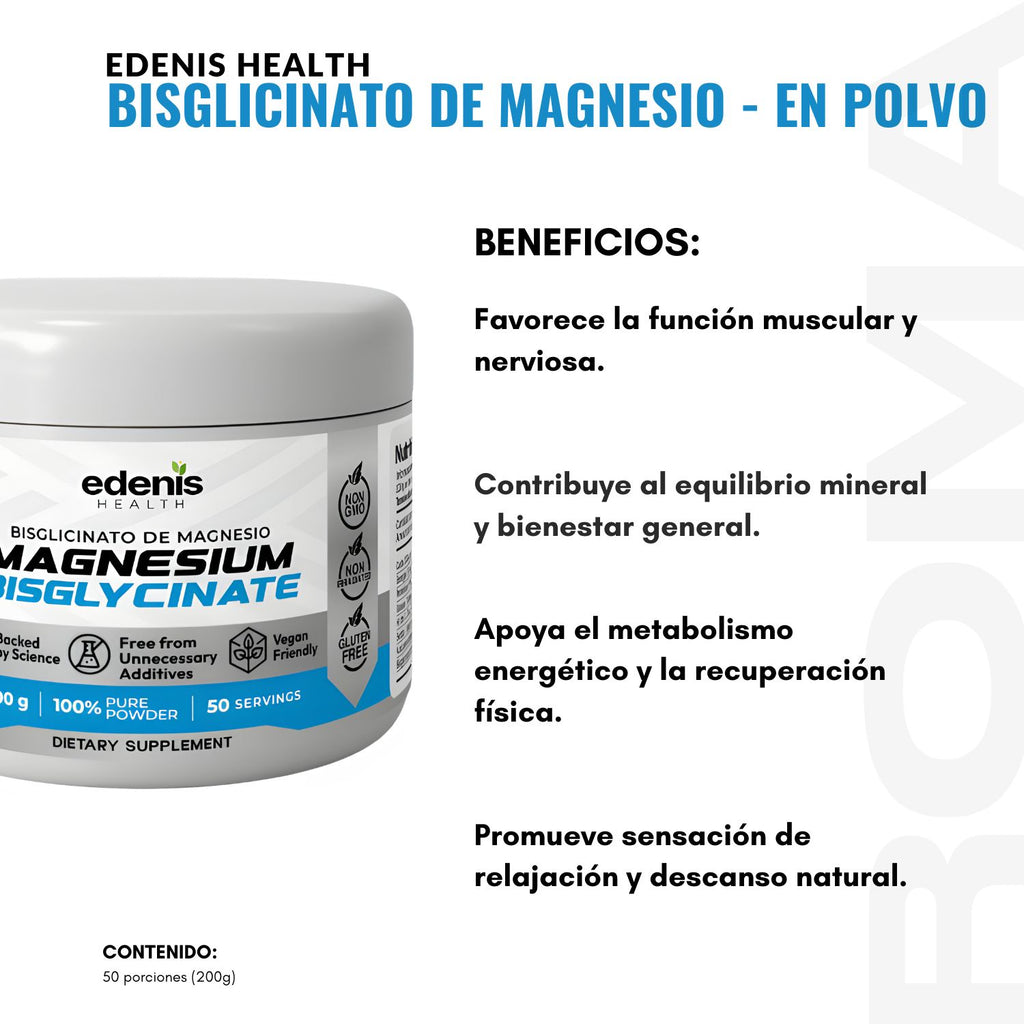 BISGLICINATO DE MAGNESIO 200G EN POLVO EDENIS HEALTH
