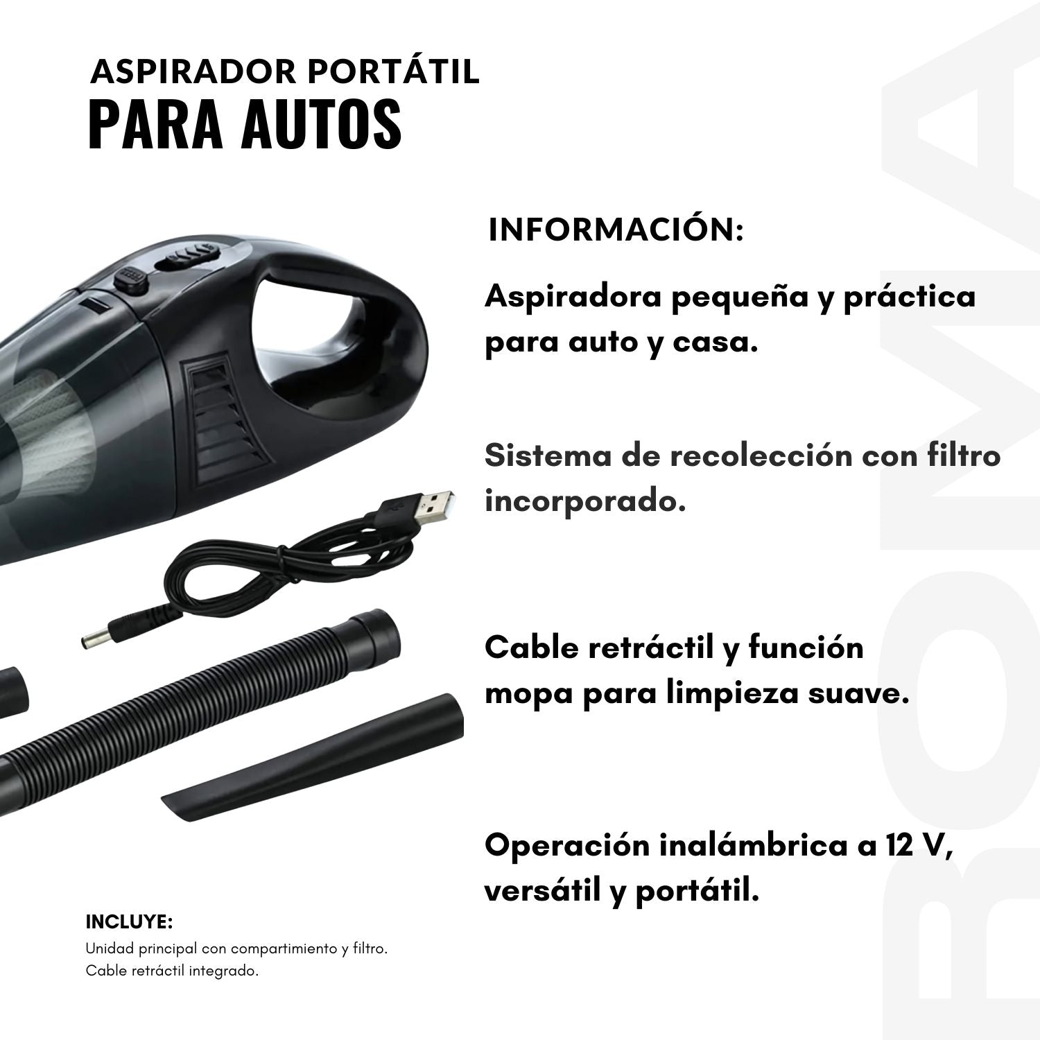 ASPIRADOR PORTÁTIL PARA AUTOS