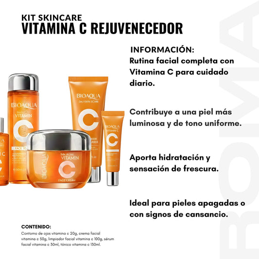 KIT SKINCARE VITAMINA C REJUVENECEDOR 5 PZS BIOAQUA
