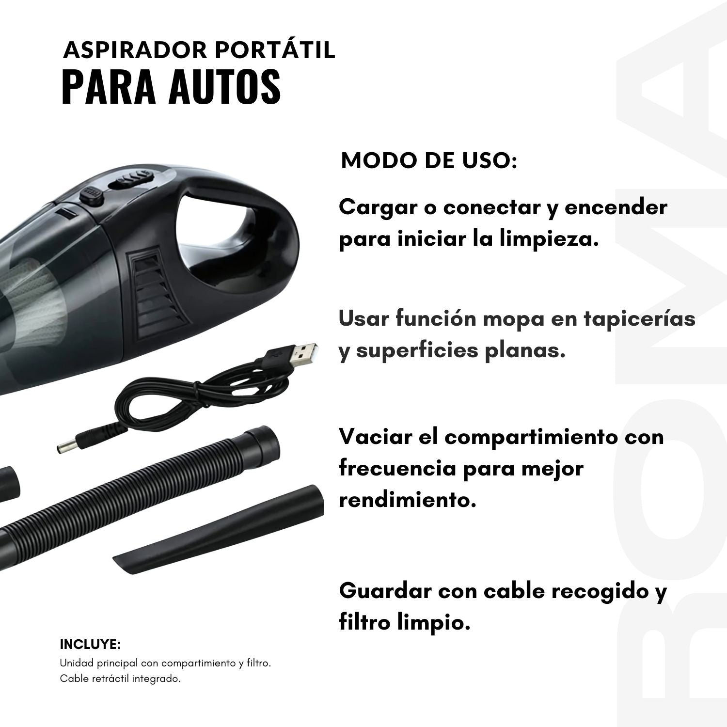 ASPIRADOR PORTÁTIL PARA AUTOS