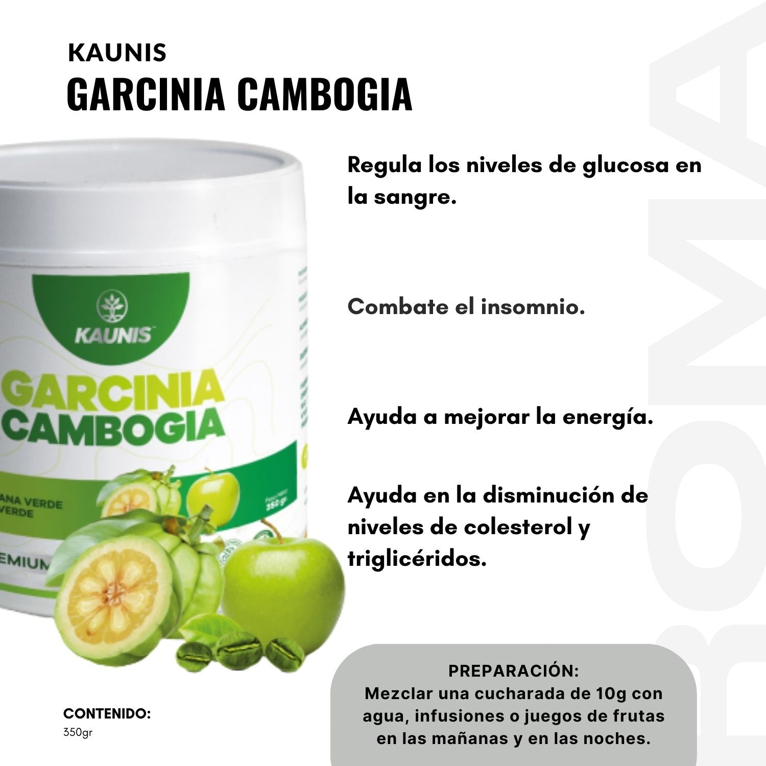 GARCINIA CAMBOGIA MANZANA VERDE + CAFÉ VERDE 350G