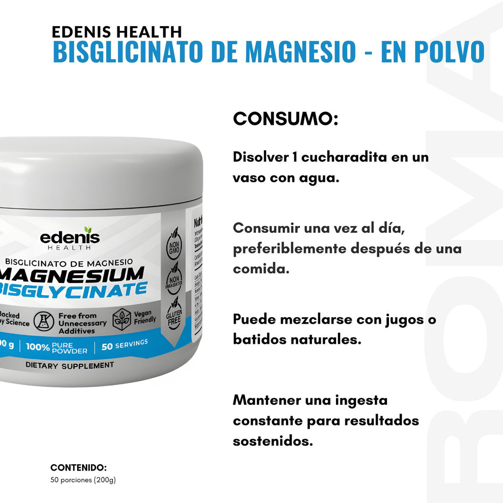 BISGLICINATO DE MAGNESIO 200G EN POLVO EDENIS HEALTH