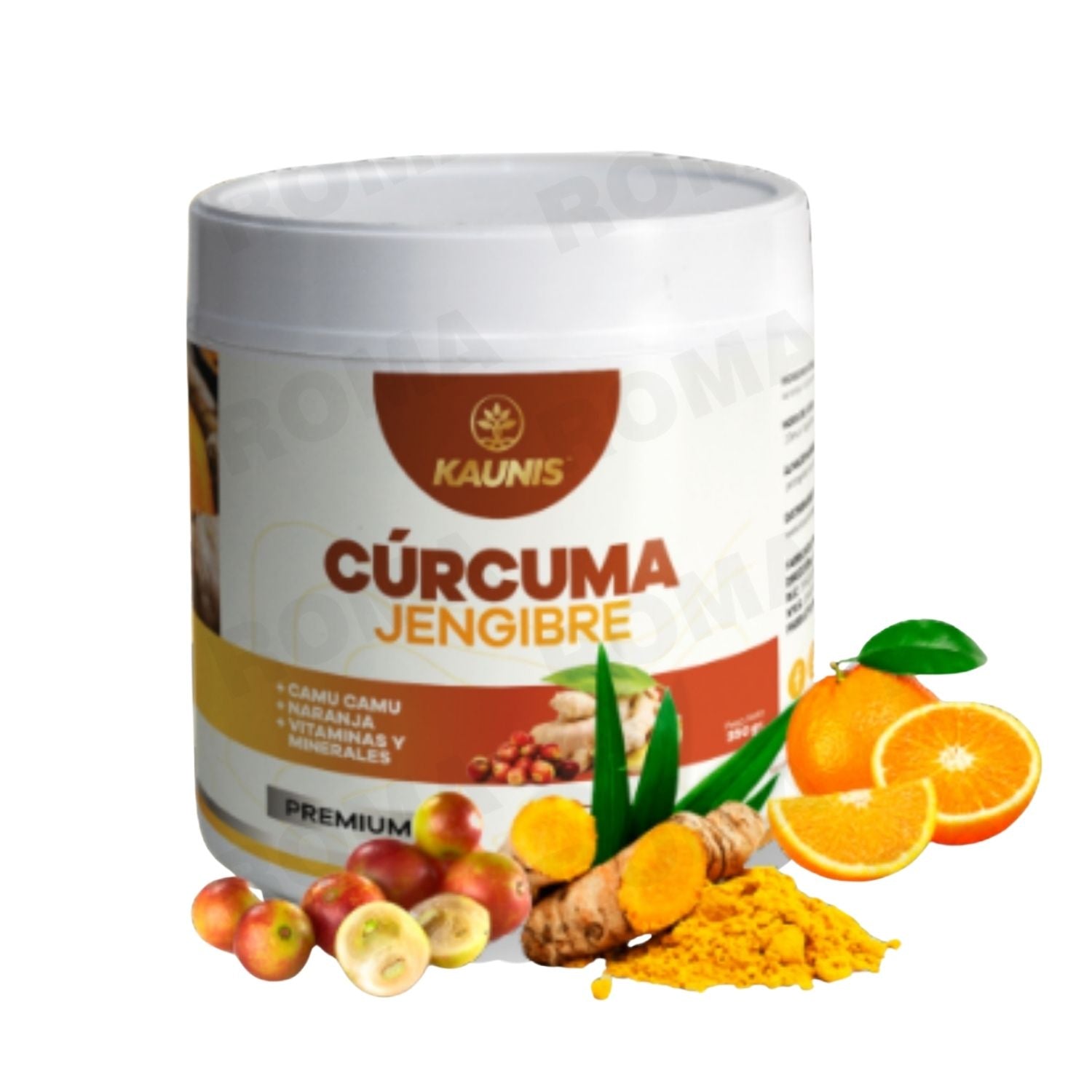 CURCUMA JENGIBRE CAMU CAMU + NARANJA+ VITAMINAS Y MINERALES 350G