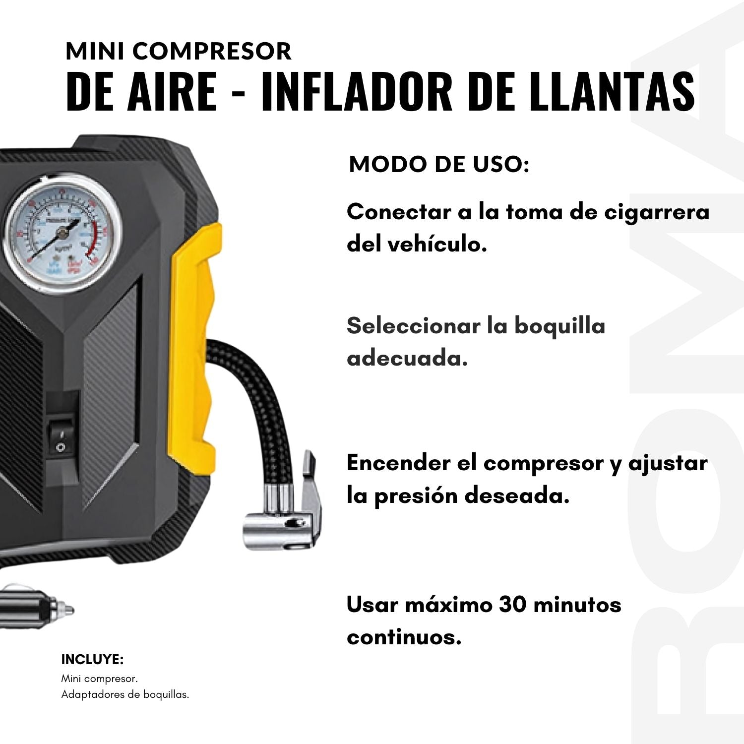 MINI COMPRESOR DE AIRE – INFLADOR DE LLANTAS