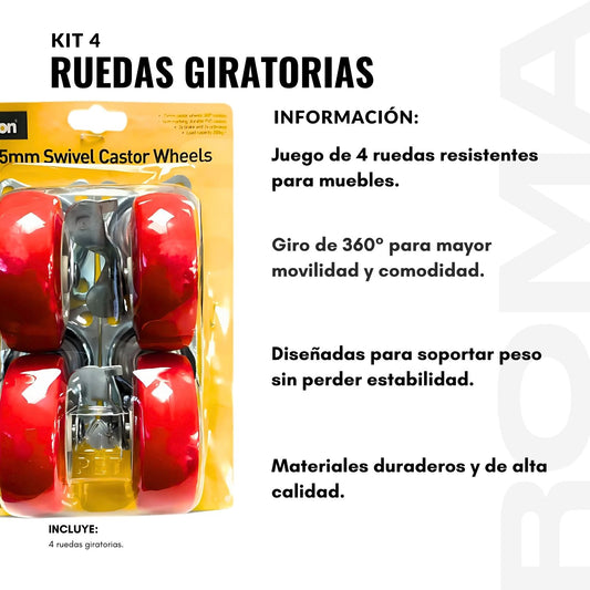 KIT 4 RUEDAS GIRATORIAS