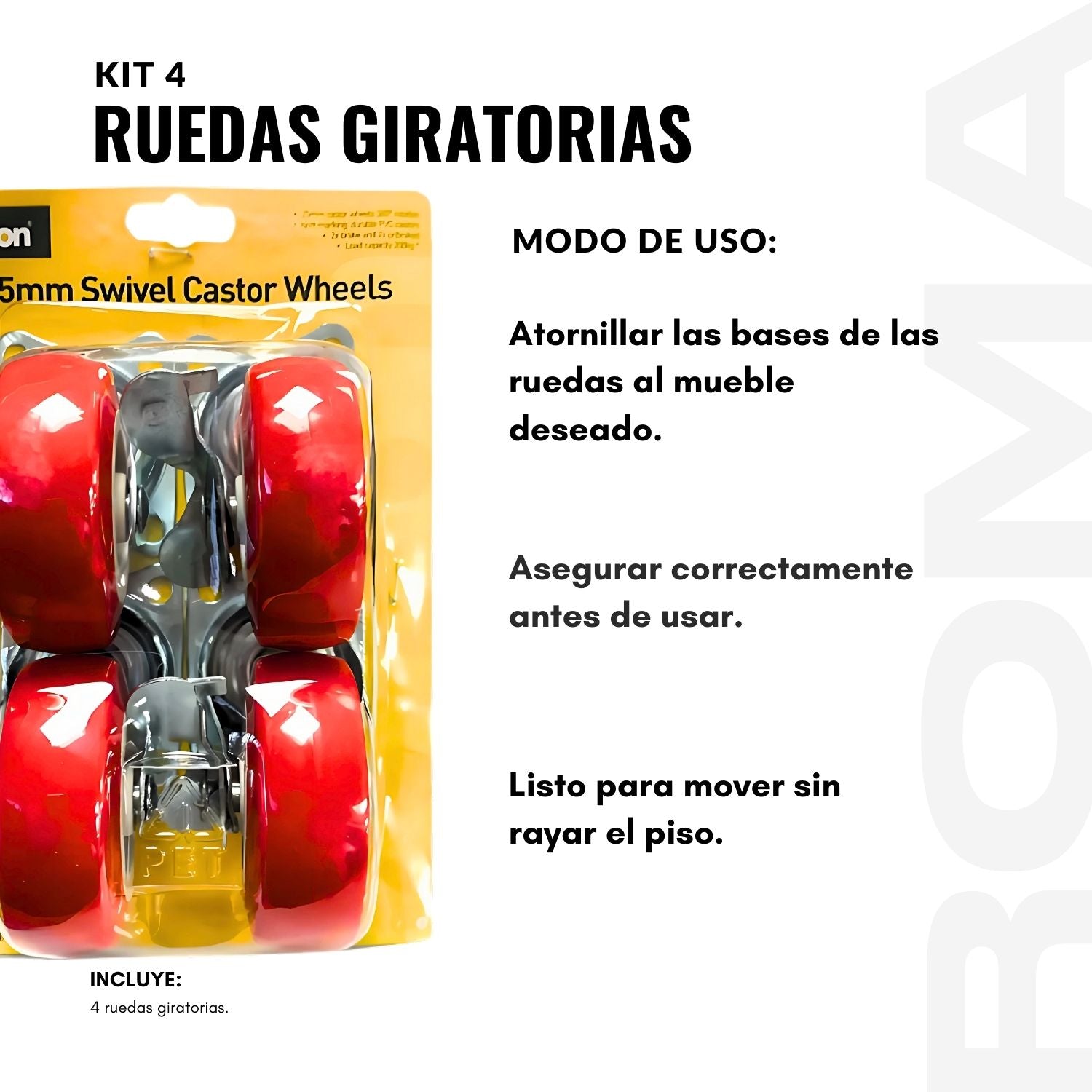 KIT 4 RUEDAS GIRATORIAS