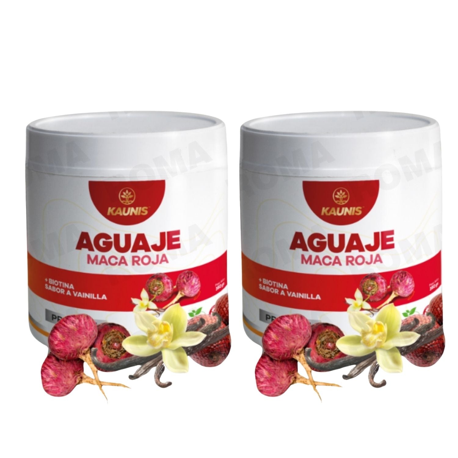 AGUAJE MACA ROJA BIOTINA SABOR A VAINILLA 350G KAUNIS