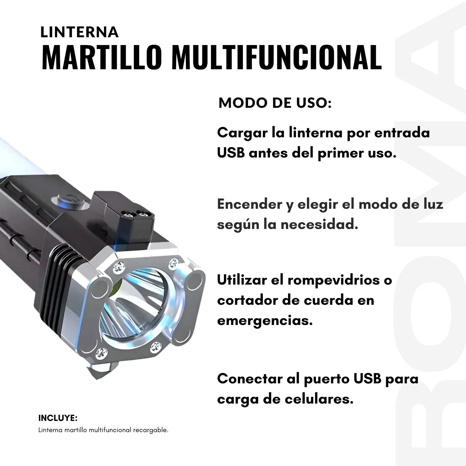 LINTERNA MARTILLO MULTIFUNCIONAL