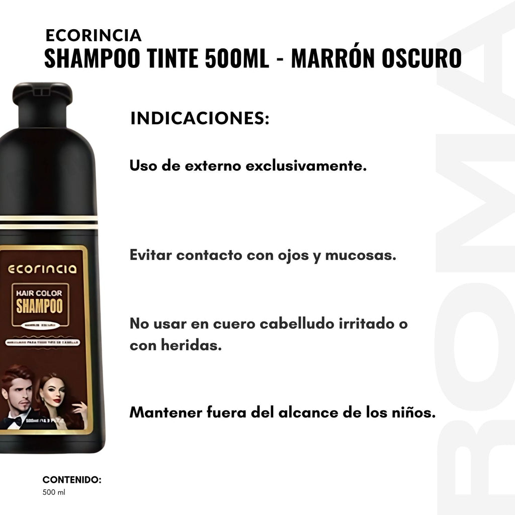 SHAMPOO TINTE 500ML ECORINCIA – MARRÓN OSCURO