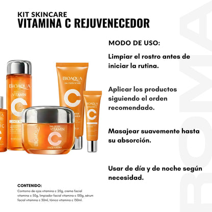 KIT SKINCARE VITAMINA C REJUVENECEDOR 5 PZS BIOAQUA