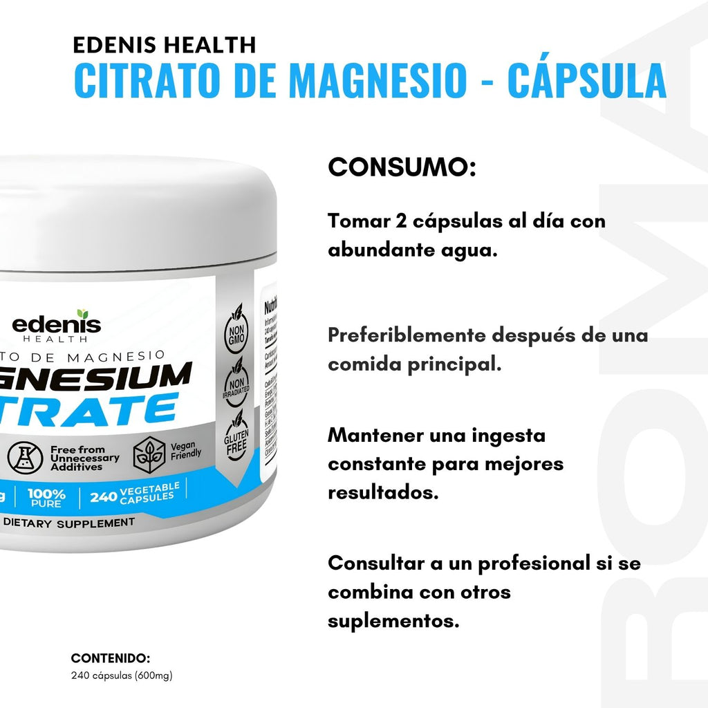 CITRATO DE MAGNESIO 240 CÁPSULAS EDENIS HEALTH