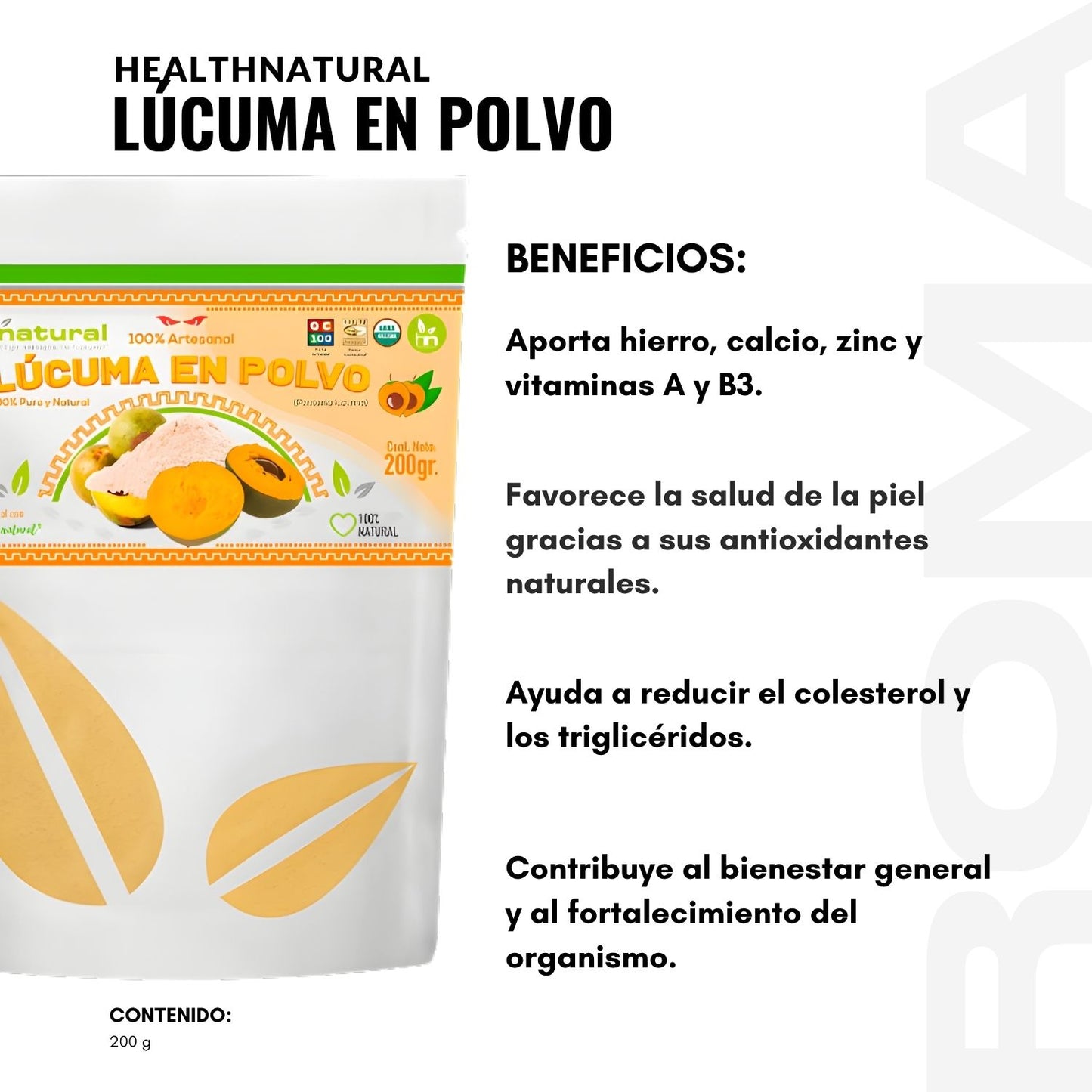 LÚCUMA EN POLVO 200G HEALTHNATURAL
