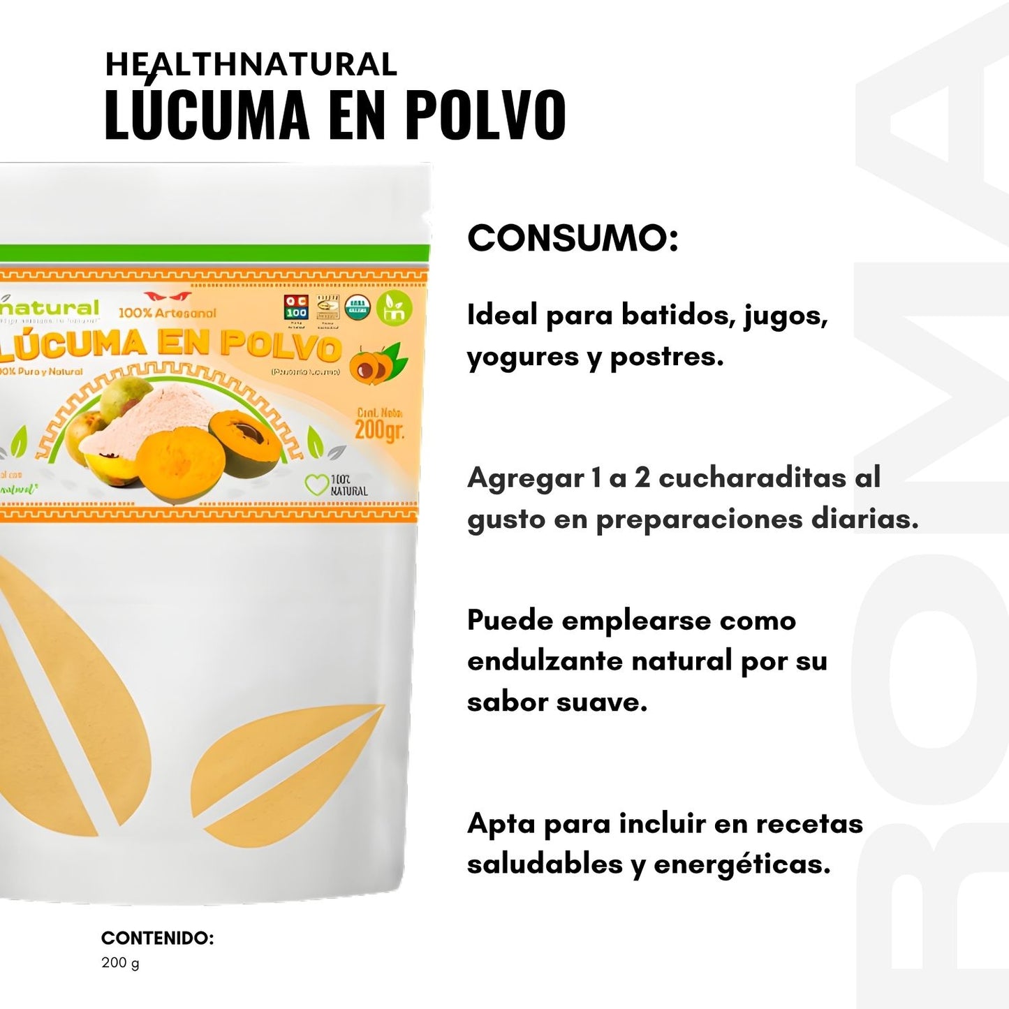 LÚCUMA EN POLVO 200G HEALTHNATURAL