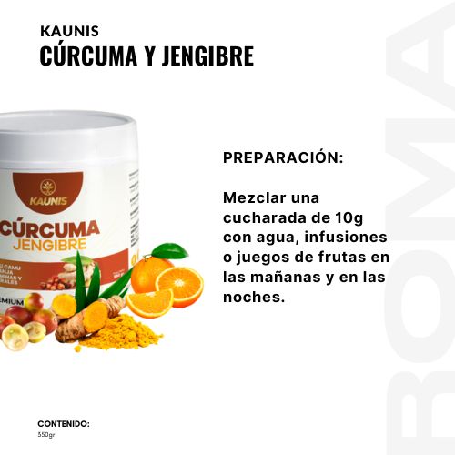 CURCUMA JENGIBRE CAMU CAMU + NARANJA+ VITAMINAS Y MINERALES 350G