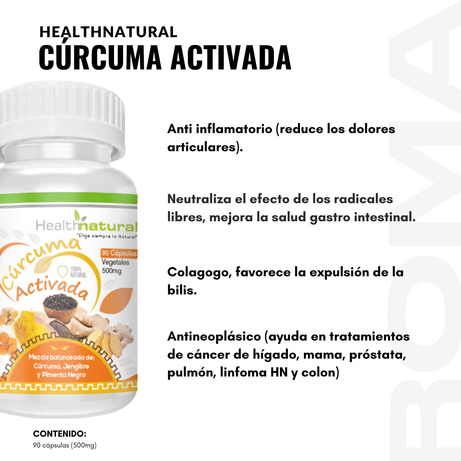 CÚRCUMA ACTIVADA HEALTHNATURAL 500MG