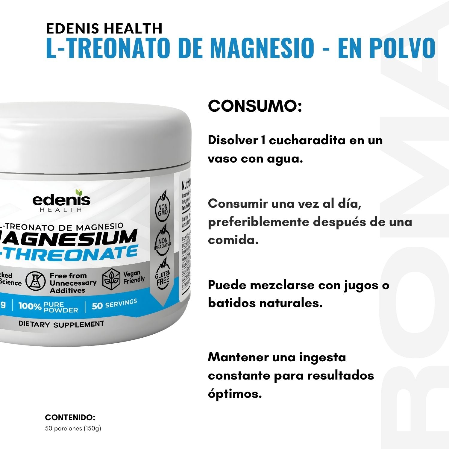 L-TREONATO DE MAGNESIO 150G EN POLVO EDENIS HEALTH