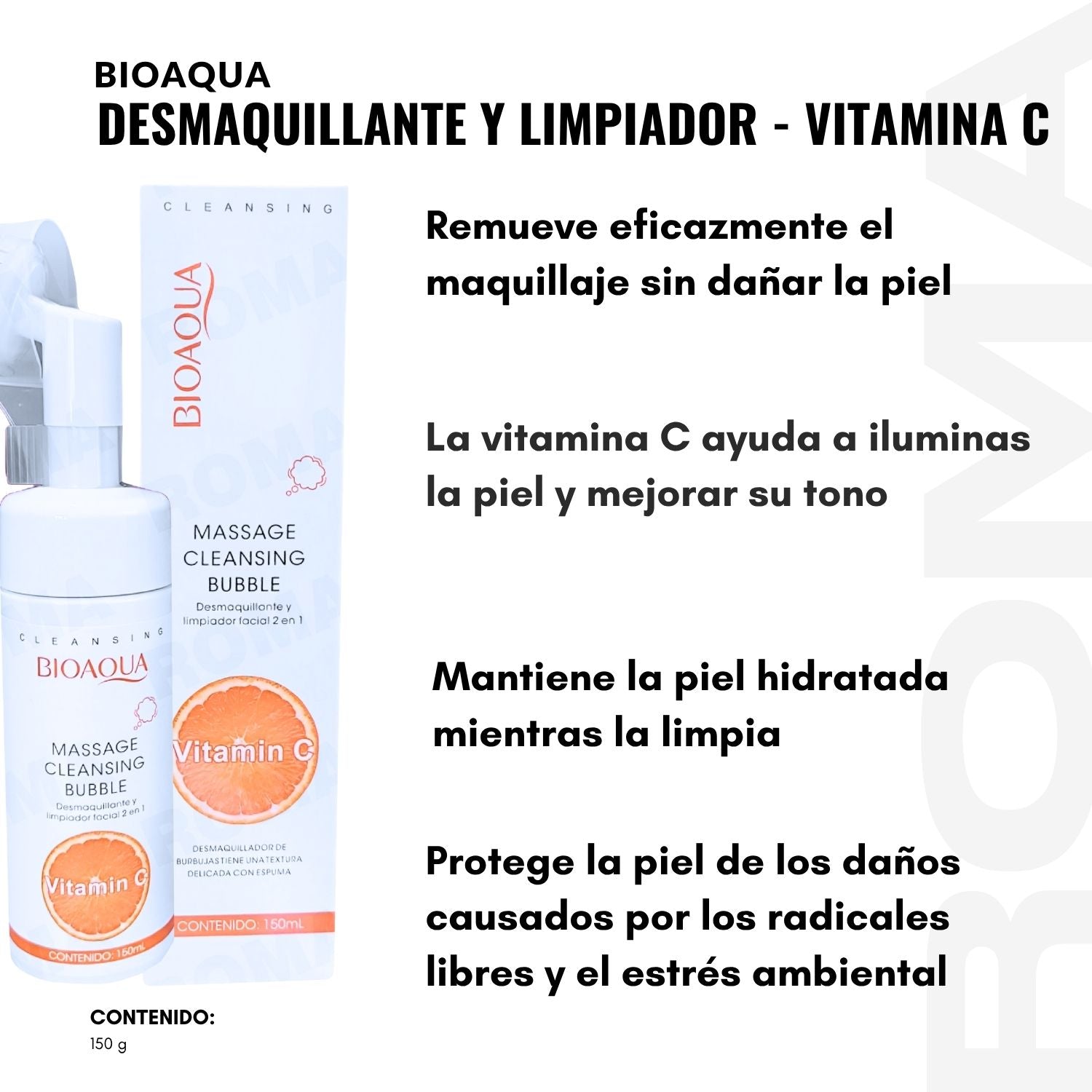DESMAQUILLANTE Y LIMPIADOR CON VITAMINA C BIOAQUA  150ML