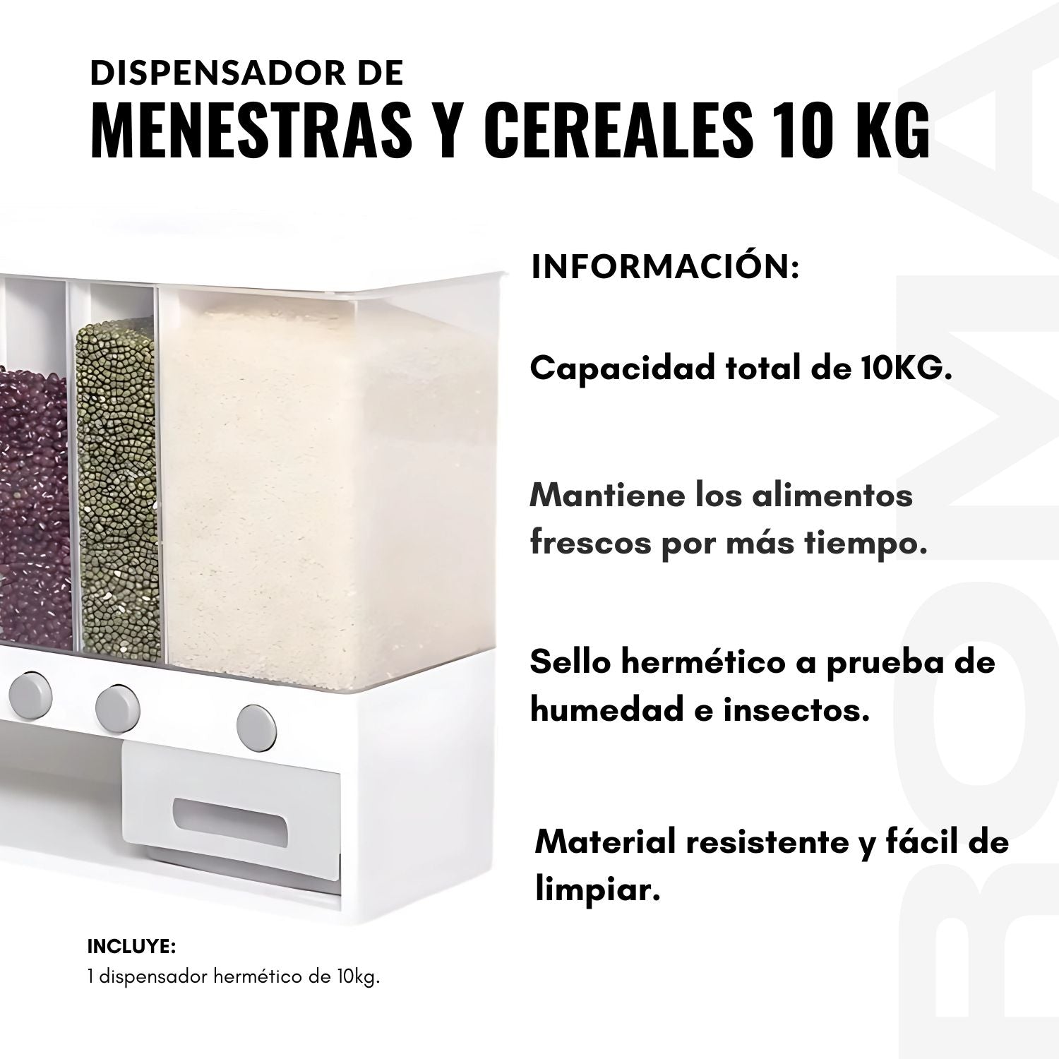 DISPENSADOR DE MENESTRAS Y CEREALES 10KG