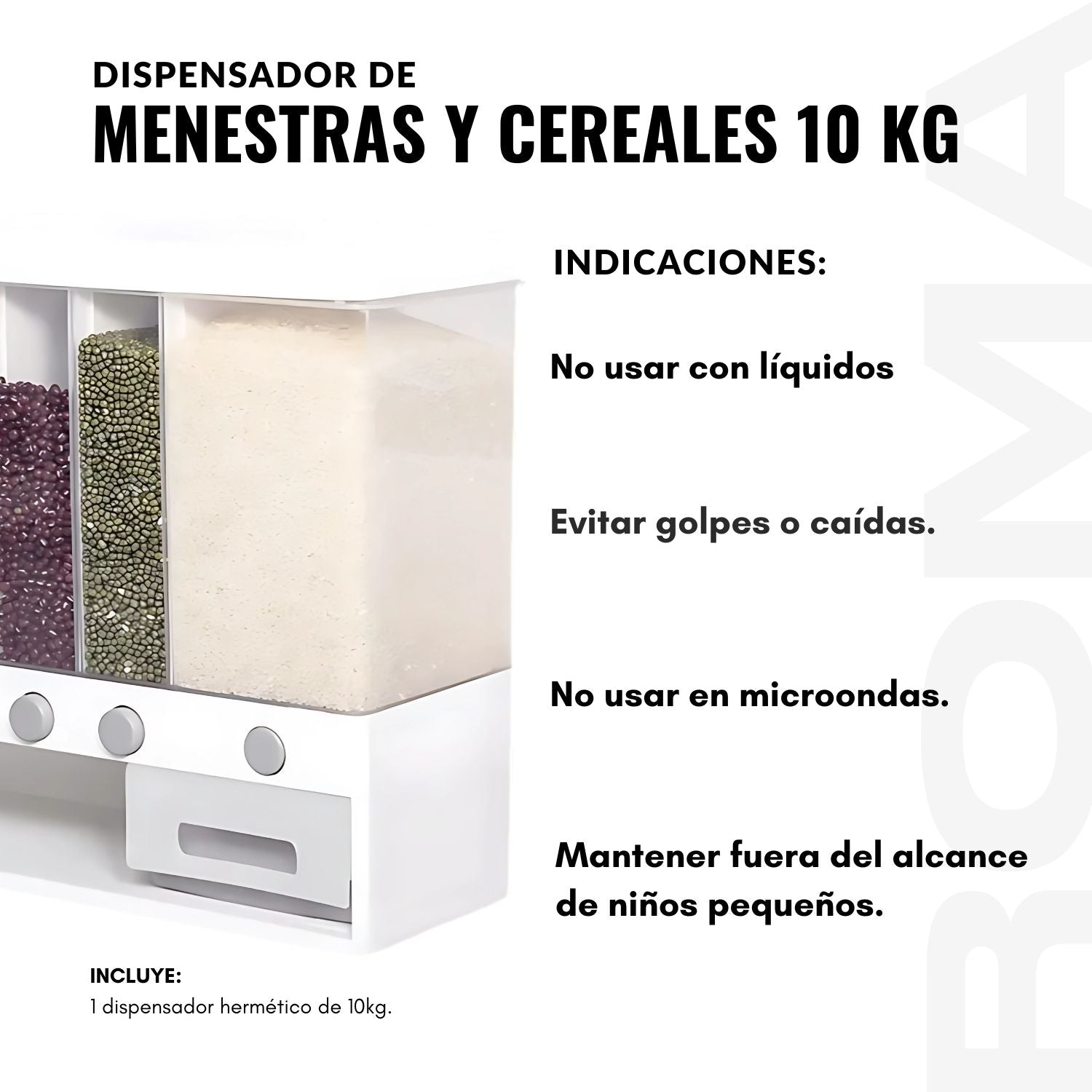 DISPENSADOR DE MENESTRAS Y CEREALES 10KG