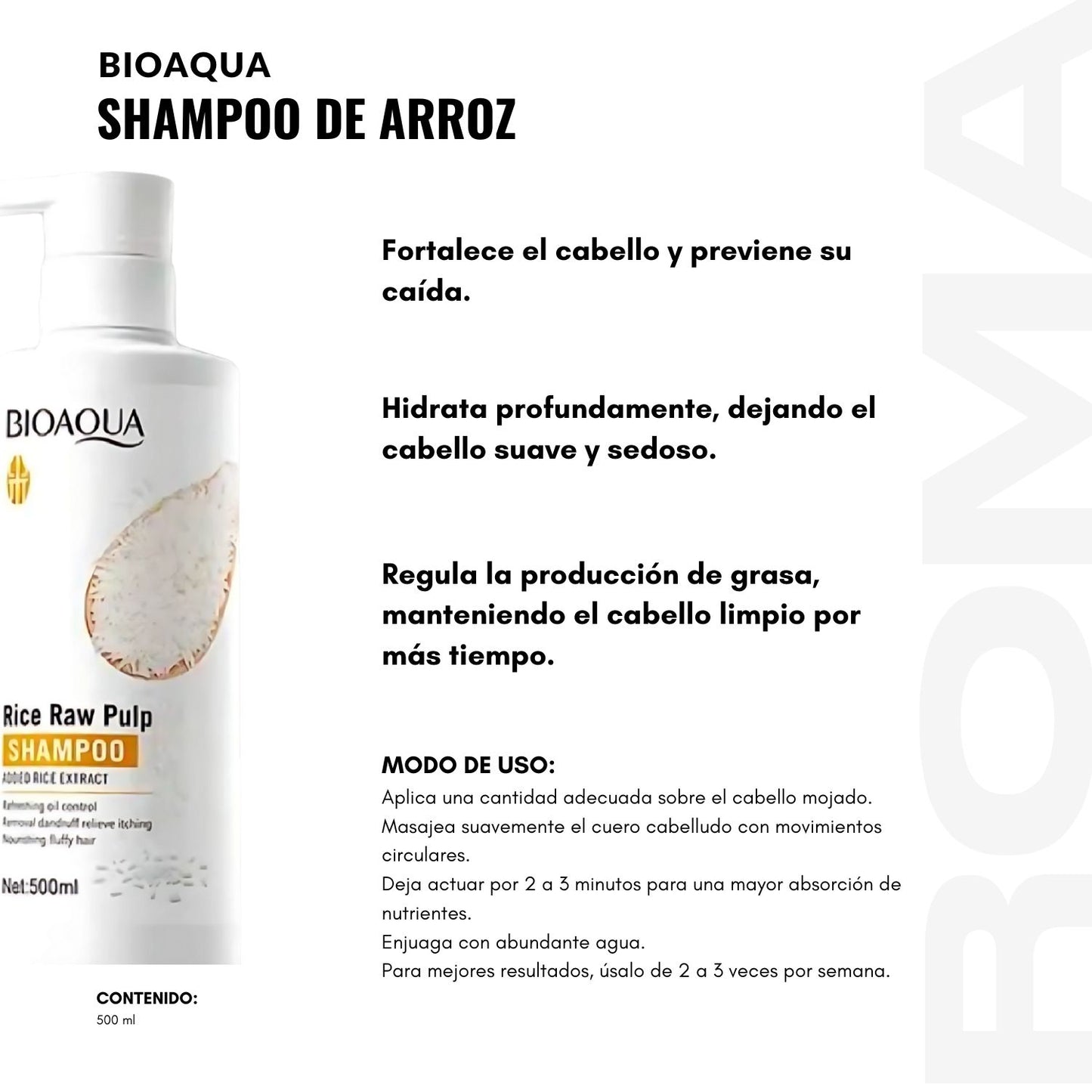 SHAMPOO DE ARROZ BIOAQUA 500ML