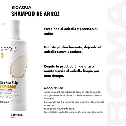 SHAMPOO DE ARROZ BIOAQUA 500ML