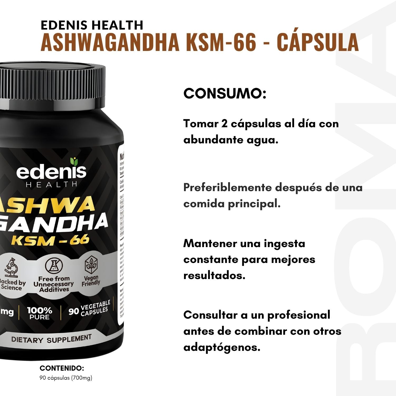 ASHWAGANDHA KSM-66 90 CÁPSULAS EDENIS HEALTH