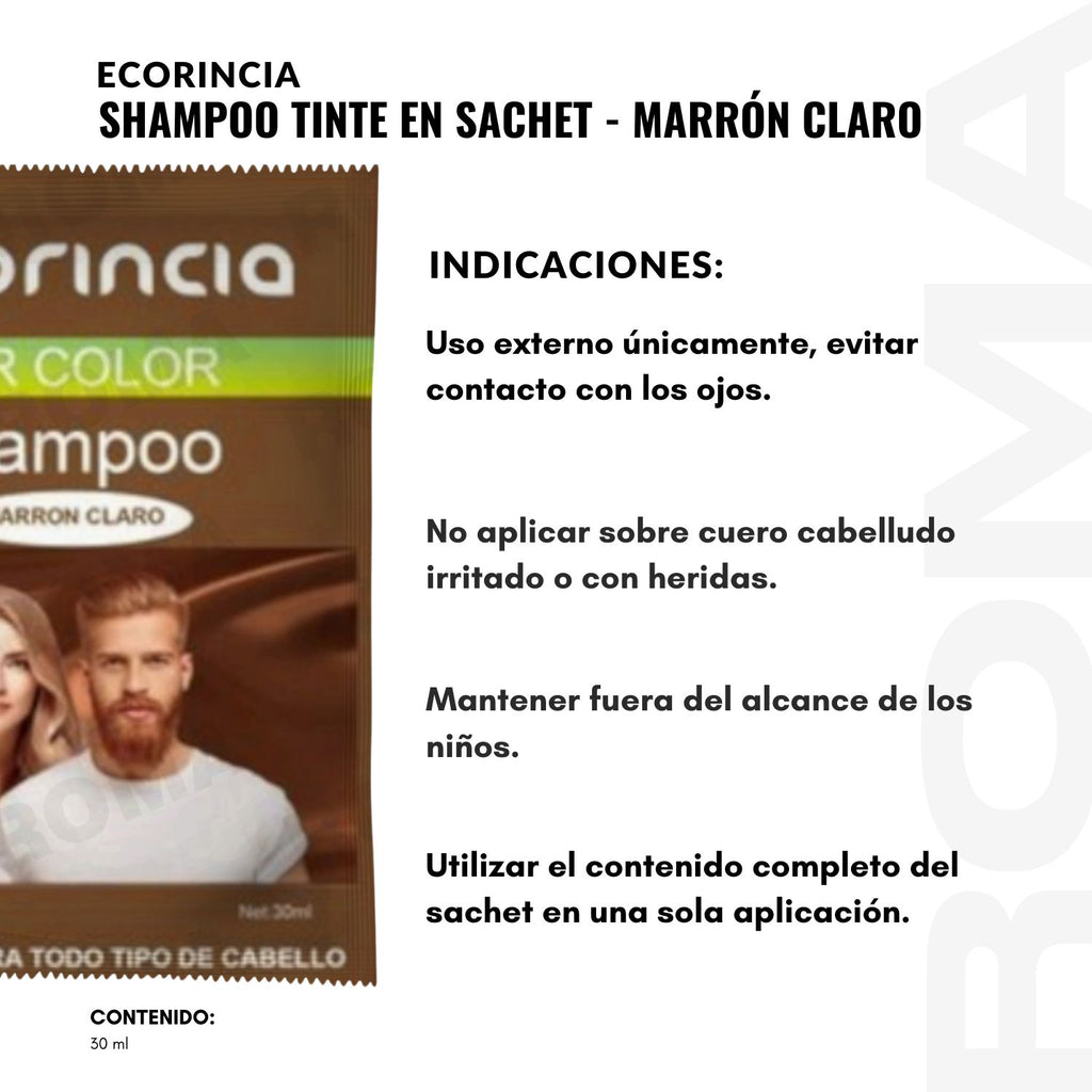 SHAMPOO TINTA EN SACHET 30ML – MARRÓN CLARO