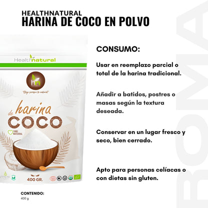 HARINA DE COCO EN POLVO 400G HEALTHNATURAL