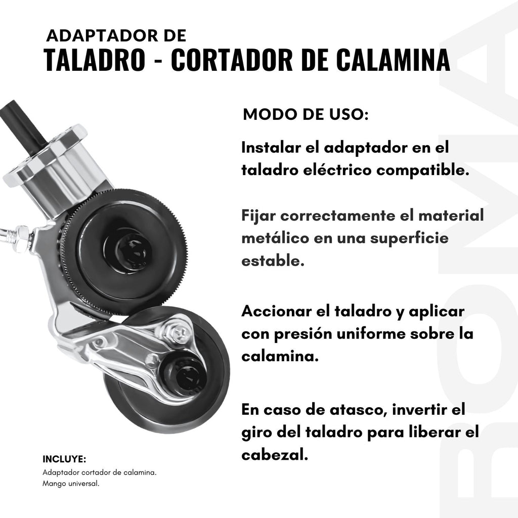ADAPTADOR DE TALADRO – CORTADOR DE CALAMINA