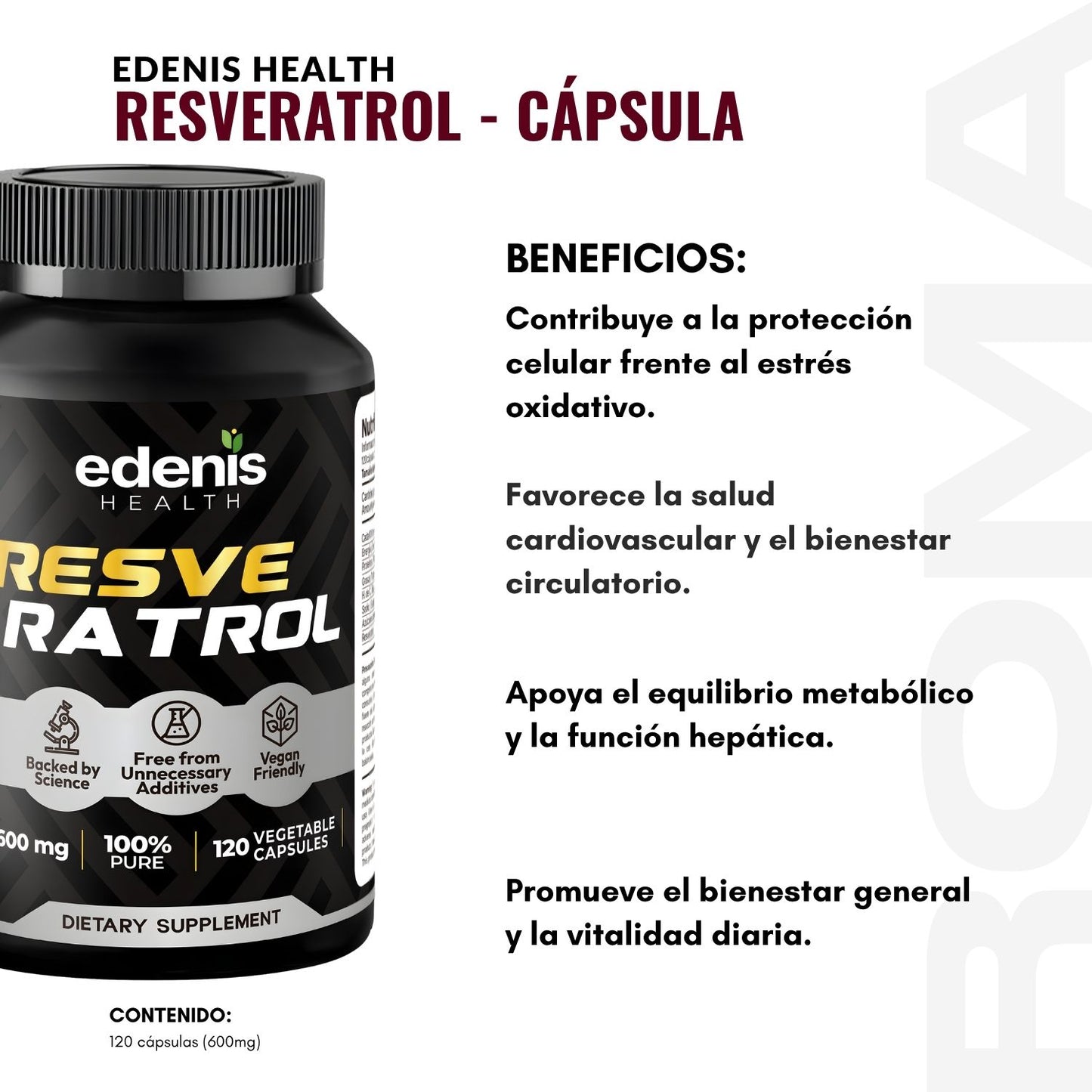 RESVERATROL 120 CÁPSULAS EDENIS HEALTH