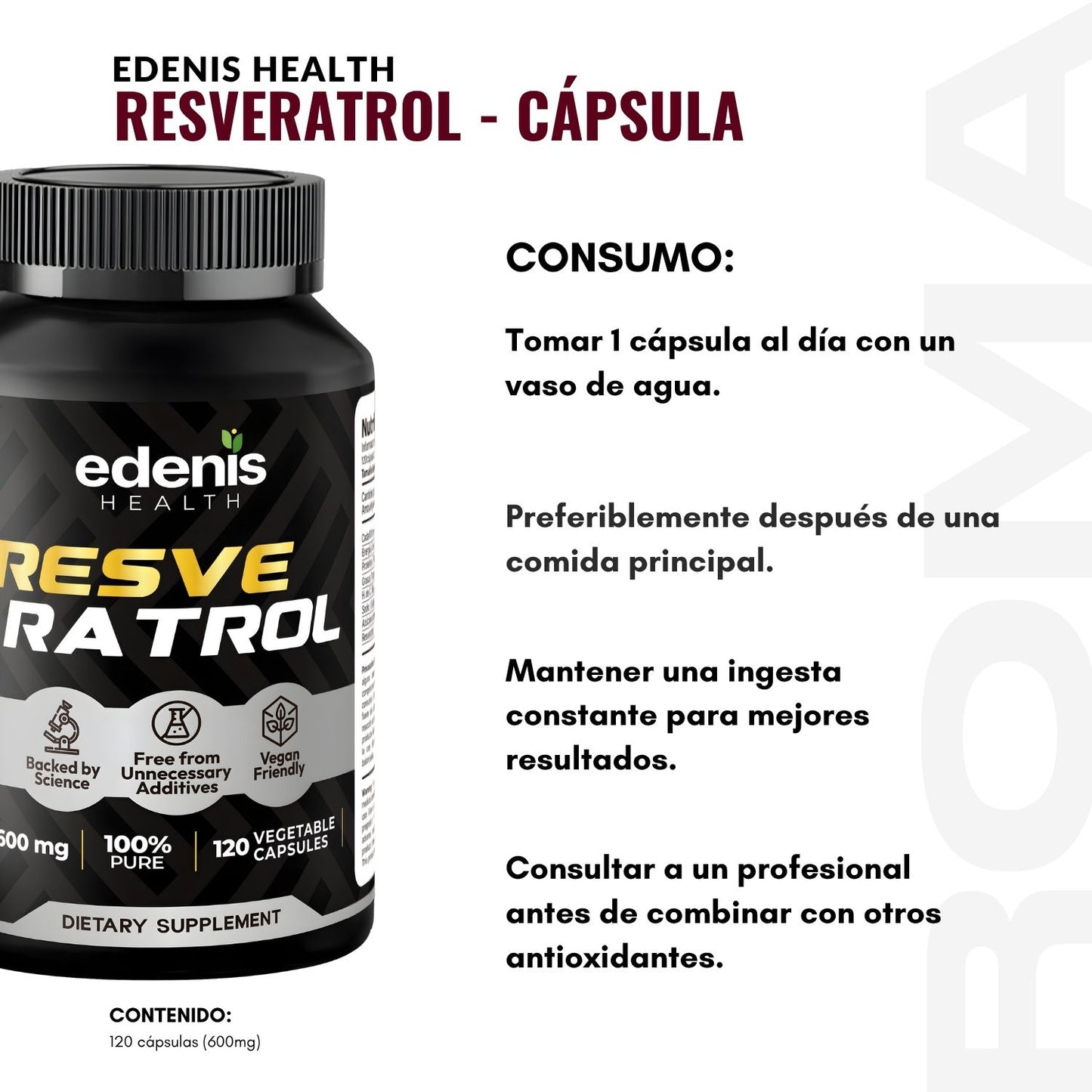 RESVERATROL 120 CÁPSULAS EDENIS HEALTH