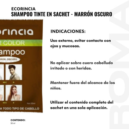SHAMPOO TINTA EN SACHET 30ML – MARRÓN OSCURO
