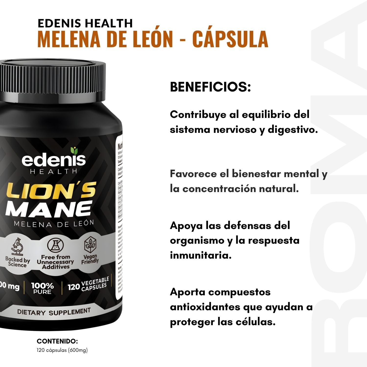 MELENA DE LEÓN 120 CÁPSULAS EDENIS HEALTH