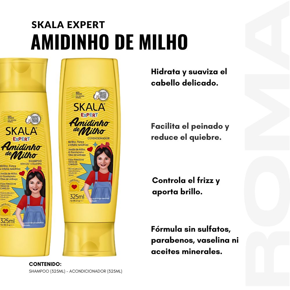 SHAMPOO + ACONDICIONADOR AMIDINHO DE MILHO SKALA EXPERT 325ML