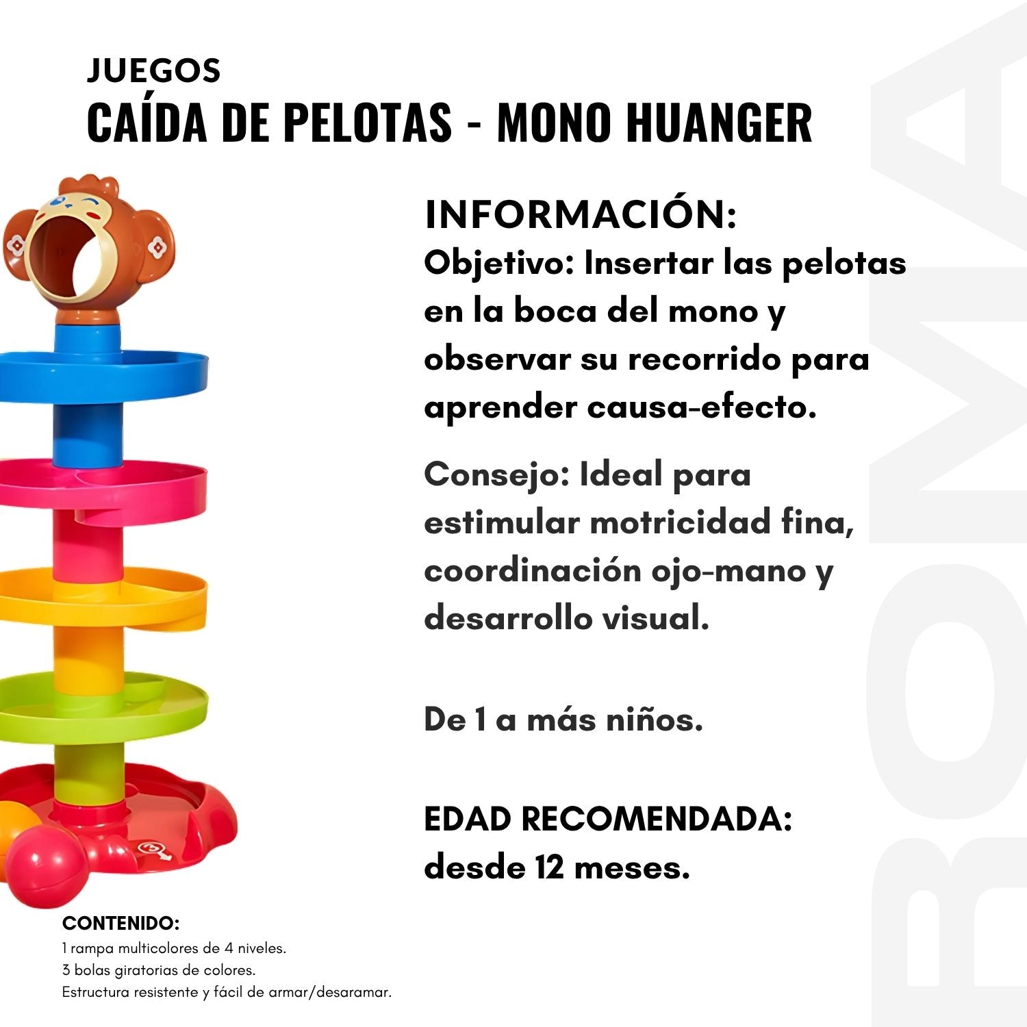 CAÍDA DE PELOTAS  MONO HUANGER - JUEGO DIDÁTICO