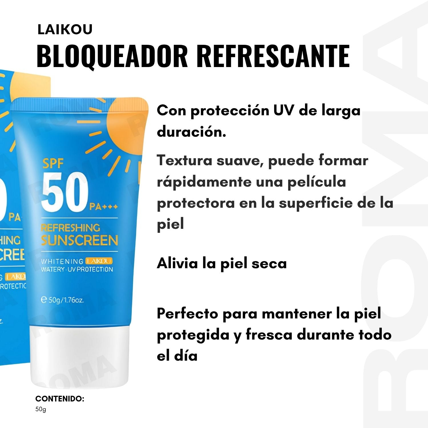 BLOQUEADOR REFRESCANTE SPF50 LAIKOU 50G