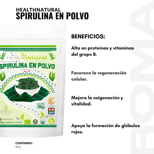 SPIRULINA EN POLVO 100G HEALTHNATURAL
