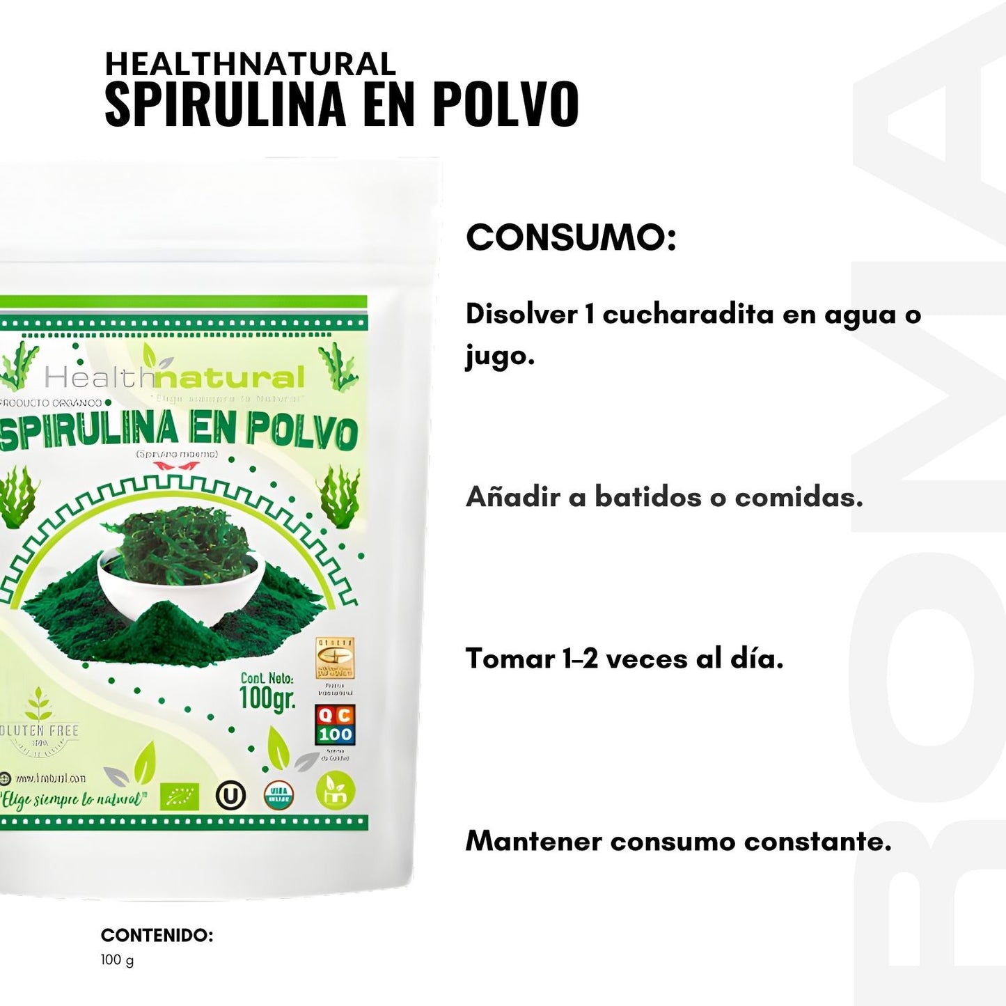 SPIRULINA EN POLVO 100G HEALTHNATURAL
