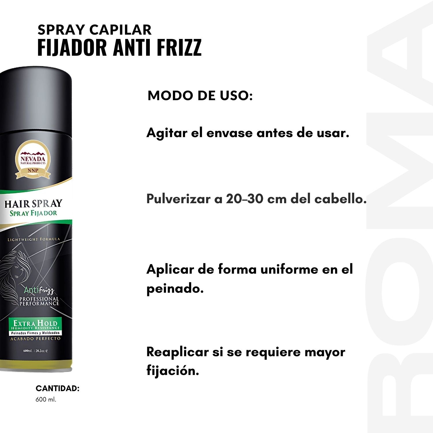 SPRAY CAPILAR FIJADOR ANTI FRIZZ 600ML