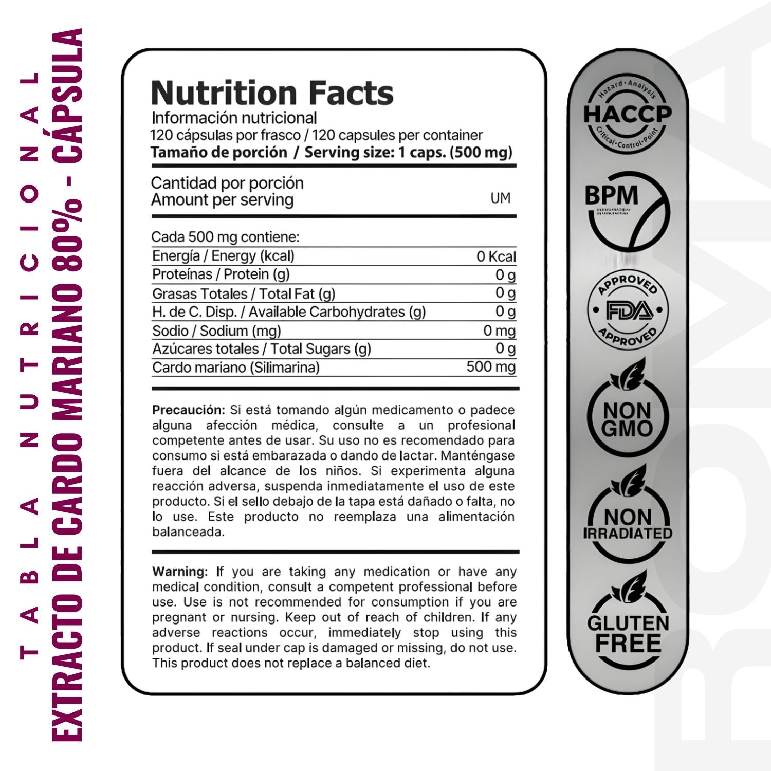 EXTRACTO DE CARDO MARIANO 80% 120 CÁPSULAS EDENIS HEALTH